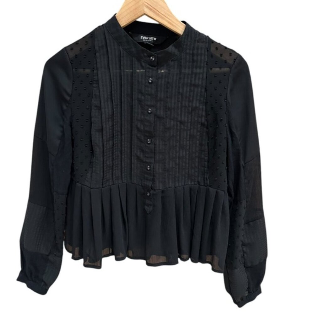 Ever New Melbourne Black Sheer Patchwork Frill Po… - image 3